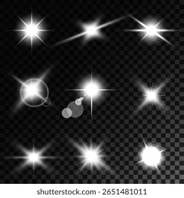 Lens Flare, light glow effect. sun or realistic shining star with backlight effect.
bokeh glitter and sparkles or sparkles on transparent background
