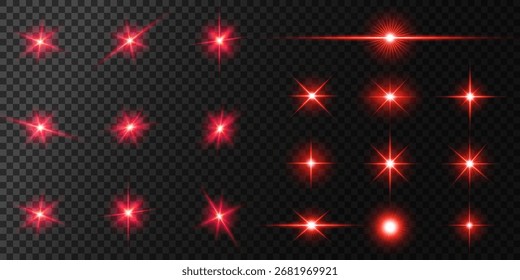 Objektiv Flare, Lichtglüheffekt. Sonne oder realistisch leuchtender Stern mit Hintergrundbeleuchtung. Bokeh-Glitzer und funkelt oder funkelt auf transparentem Hintergrund.
