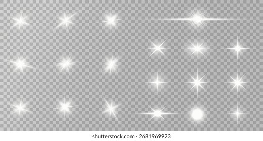 Destello de lente, efecto de brillo ligero. sol o estrella brillante realista con efecto de luz de fondo. brillo bokeh y destellos o destellos sobre fondo transparente.
