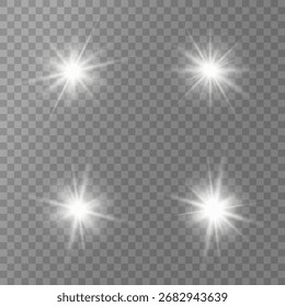 Destello de lente, efecto de brillo ligero. sol o estrella brillante realista con efecto de luz de fondo. brillo bokeh y destellos o destellos sobre fondo transparente.

