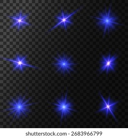 Destello de lente, efecto de brillo ligero. sol o estrella brillante realista con efecto de luz de fondo. brillo bokeh y destellos o destellos sobre fondo transparente.
