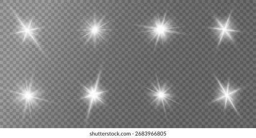 Destello de lente, efecto de brillo ligero. sol o estrella brillante realista con efecto de luz de fondo. brillo bokeh y destellos o destellos sobre fondo transparente.