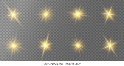 Destello de lente, efecto de brillo ligero. sol o estrella brillante realista con efecto de luz de fondo. brillo bokeh y destellos o destellos sobre fondo transparente.
