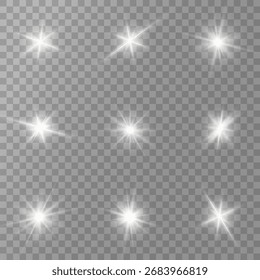 Lente Flare, efeito de brilho de luz. sol ou estrela brilhante realista com efeito de luz de fundo. bokeh glitter e brilhos ou brilhos no fundo transparente.