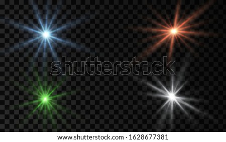 Lens flare. Light glow effect. Sparkle and glare object. Isolated vector illustration on transparent background.