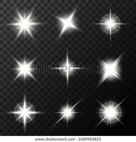 Lens Flare, light glow effect. sun or realistic shining star with backlight effect. bokeh glitter and sparkles or sparkles on transparent background.