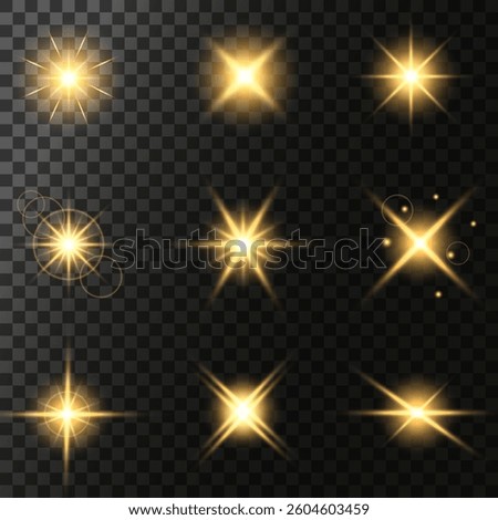 Lens Flare, light glow effect. sun or realistic shining star with backlight effect. bokeh glitter and sparkles or sparkles on transparent background.