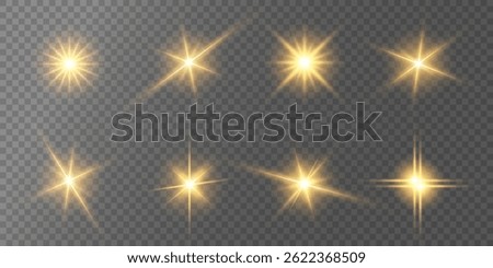 Lens Flare, light glow effect. sun or realistic shining star with backlight effect. bokeh glitter and sparkles or sparkles on transparent background.
