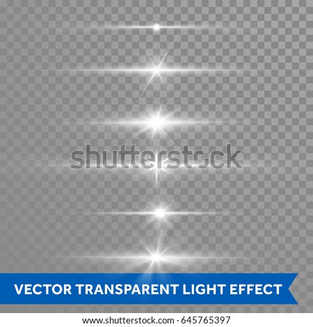 Lens flare light shine or starlight effect on transparent background. Vector isolated icons set of twinkling stars with bright star or glittering sun beams and ray lines flash