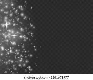 Lens flare light sparkle, shiny glittering glow stars. White sparks glitter special blur bokeh effect. Star burst with sparkles. Sparkling magical dust particles. Defocused Christmas background vector