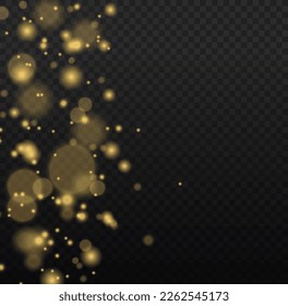 Lens flare light sparkle, shiny glittering glow stars. Sparkling magical dust particle. Star burst gold sparkles. Defocused Christmas background. Yellow sparks glitter special blur bokeh effect vector