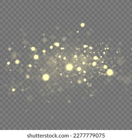 Lens flare light sparkle, shiny glittering glow stars. Sparkling magical dust particle. Yellow sparks glitter special blur bokeh effect. Defocused Christmas background. Star burst gold sparkles vector