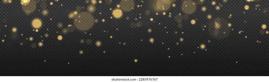 Lens flare light sparkle, shiny glittering glow stars. Sparkling magical dust particle. Yellow sparks glitter special blur bokeh effect. Defocused Christmas background. Star burst gold sparkles vector