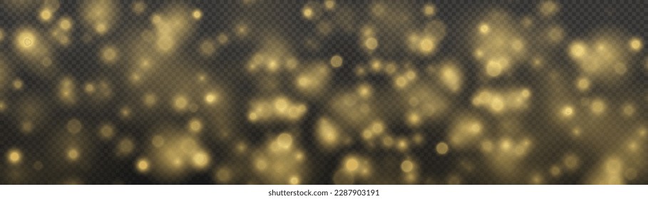 Lens flare light sparkle, shiny glittering glow stars. Sparkling magical dust particle. Yellow sparks glitter special blur bokeh effect. Defocused Christmas background. Star burst gold sparkles vector