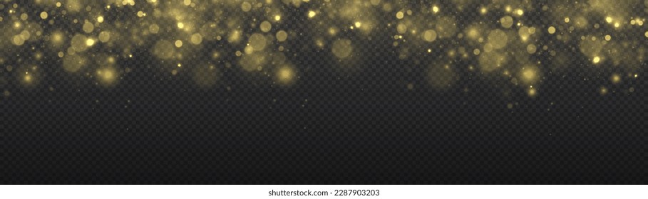 Lens flare light sparkle, shiny glittering glow stars. Sparkling magical dust particle. Yellow sparks glitter special blur bokeh effect. Defocused Christmas background. Star burst gold sparkles vector