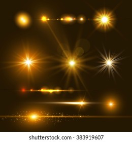 Lens Flare Set. Shining Collection. Vector illustration