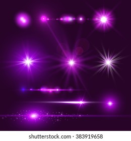 Lens Flare Set. Shining Collection. Vector illustration