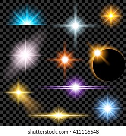Lens Flare Set. Shining Collection. Vector illustration