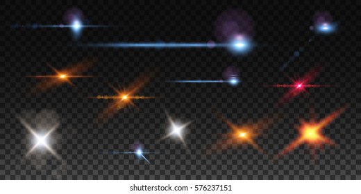 Lens Flare Set. Shining Collection. Vector illustration