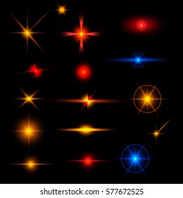 Lens Flare Set. Shining Collection. Vector illustration