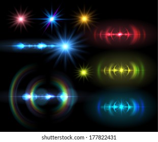 lens flare set . Vector illustration.