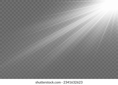 Lens flare sunlight light effect on transparent. Stock vector illustration