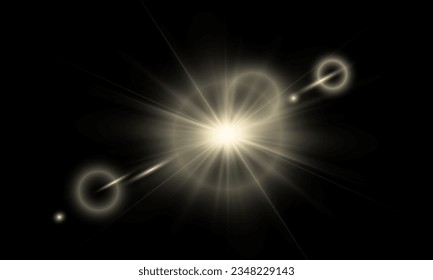 Lens flare sunlight light effect on transparent background. Stock vector illustration. Available as PNG with Transparency blend mode.