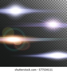 Lens flare vector effect. Collection. Transparent background.