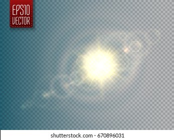 Lens flare vector effect on transparent background.