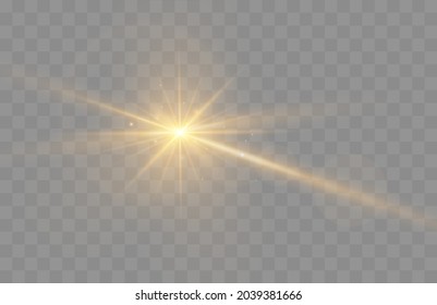 Lens flare vector illustration. Glowing spark light effect isolated on transparent background.