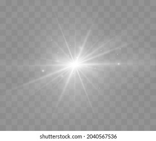 Lens flare vector illustration. Glowing spark light effect isolated on transparent background.