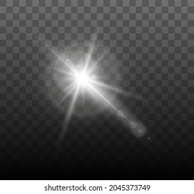Lens flare vector illustration. Glowing spark light effect isolated on transparent background.