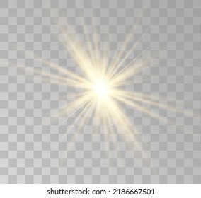  Lens flare vector illustration. Glowing spark light effect isolated on transparent background.