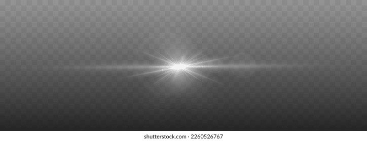 Ilustración vectorial de la lente. Efecto de la luz del destello brillante aislado 