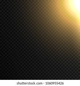 Lens flare vector illustration. Sun isolated on transparent background. 