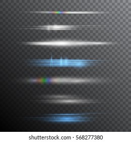 Lens Flares With Streaking Distortion. Optical Aberration As A Light Effect. Vector Illustration