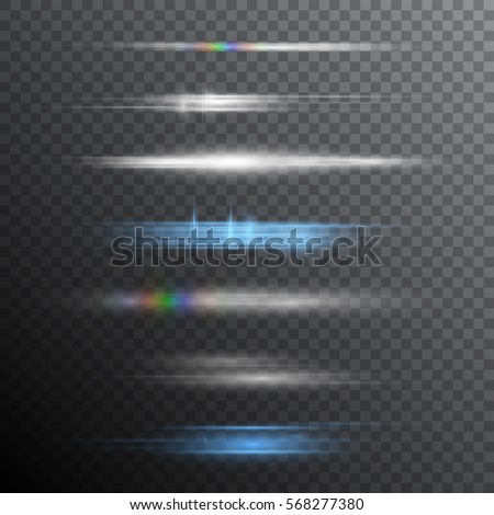 Lens flares with streaking distortion. Optical aberration as a light effect. Vector illustration