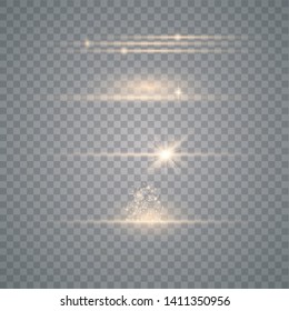 Lens flares with streaking distortion. Transparent light effect. Burst glare and glitter light. Vector illustration eps10.