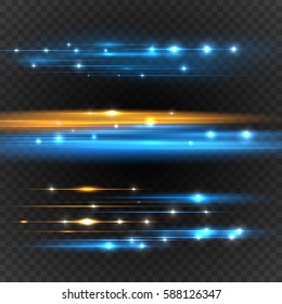 Lens flares with streaking distortion. Transparent light effect. Vector illustration