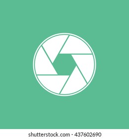 Lens Flat Icon On Green Background