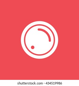 Lens Flat Icon On Red Background