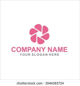 lens flower pink logo vector