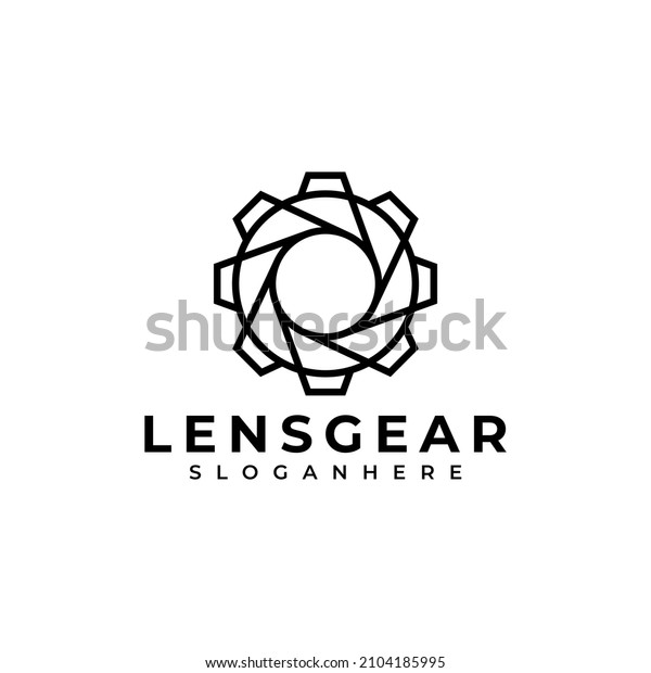 lens and gear logo design\
vector