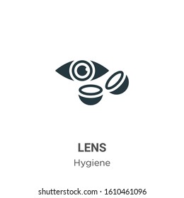 Lens glyph icon vector on white background. Flat vector lens icon symbol sign from modern hygiene collection for mobile concept and web apps design.