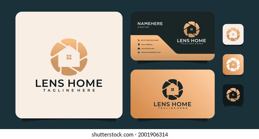 Lens home gradient logo vector inspiration. Logo can be used for icon, brand, identity, estate, architecture, photography, and business company