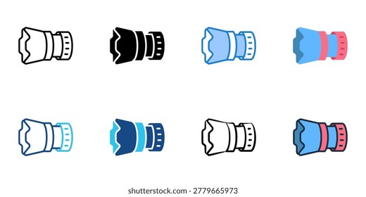 Lens hood icons set multiple style collection. Editable stroke 
