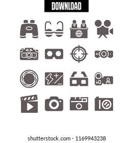 lens icon. 16 lens vector set. peephole, sunglasses, digital camera and video camera icons for web and design about lens theme