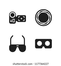 lens icon. 4 lens vector icons set. d glasses, camcorder and sunglasses icons for web and design about lens theme