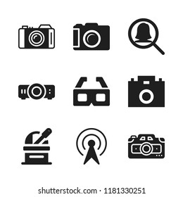 lens icon. 9 lens vector icons set. telescope, d glasses and broadcast icons for web and design about lens theme