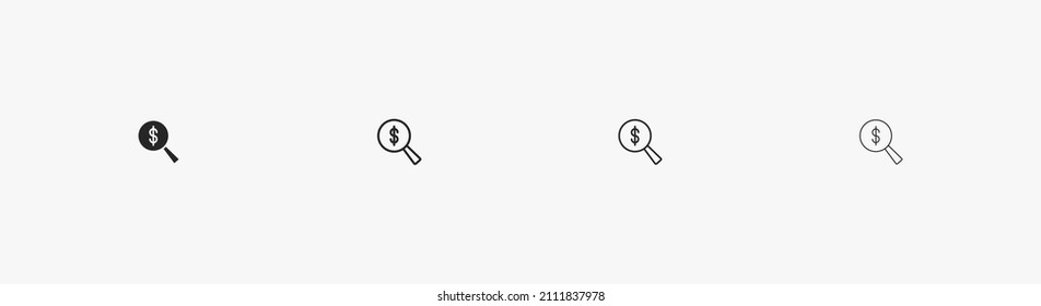 Lens icon with dollar sign. Magnifying glass vector illustration for business and focus on money. Find a money vector symbol